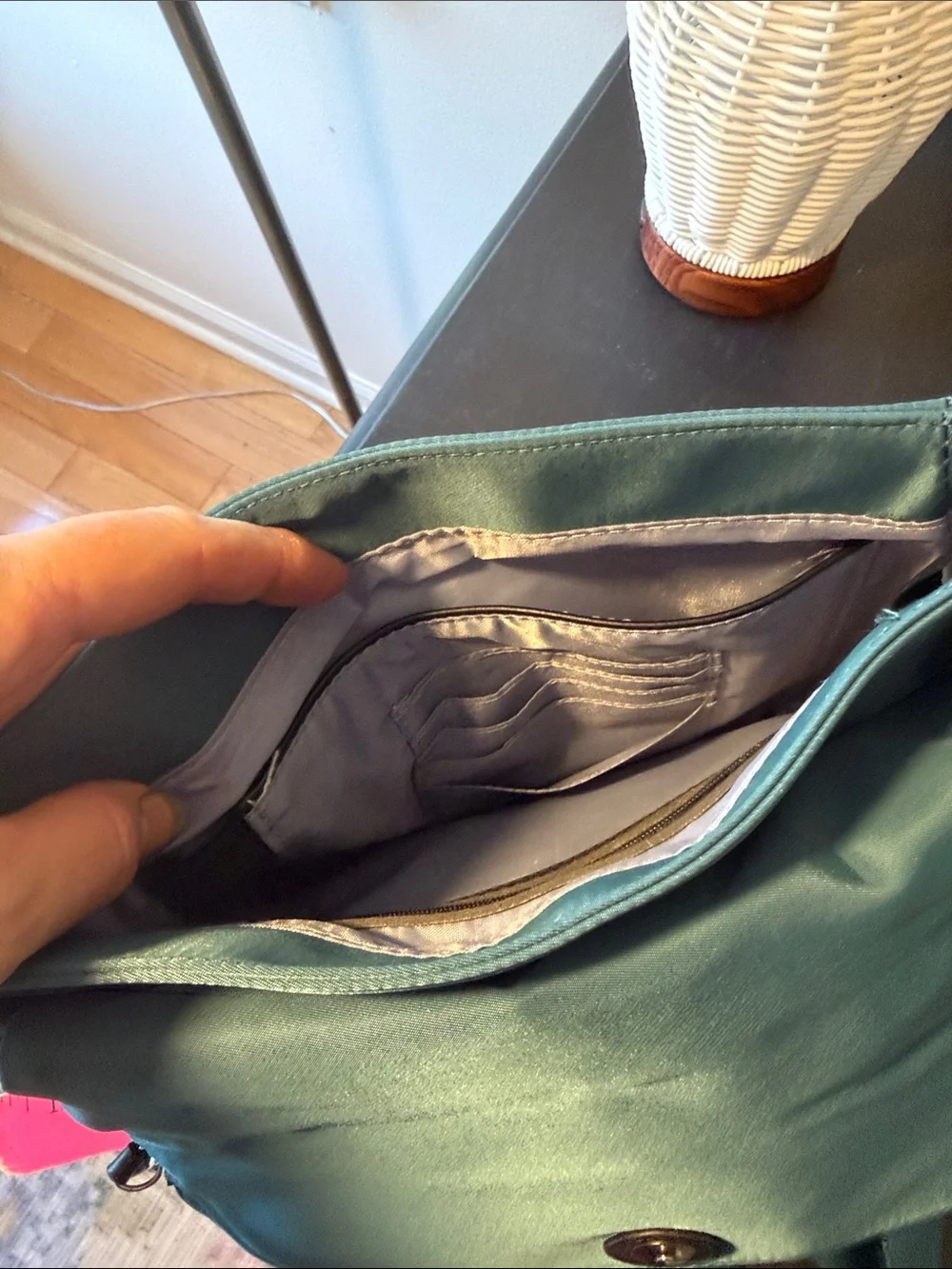 Teal Green IHKWIP Crossbody Bag with Adjustable Strap
